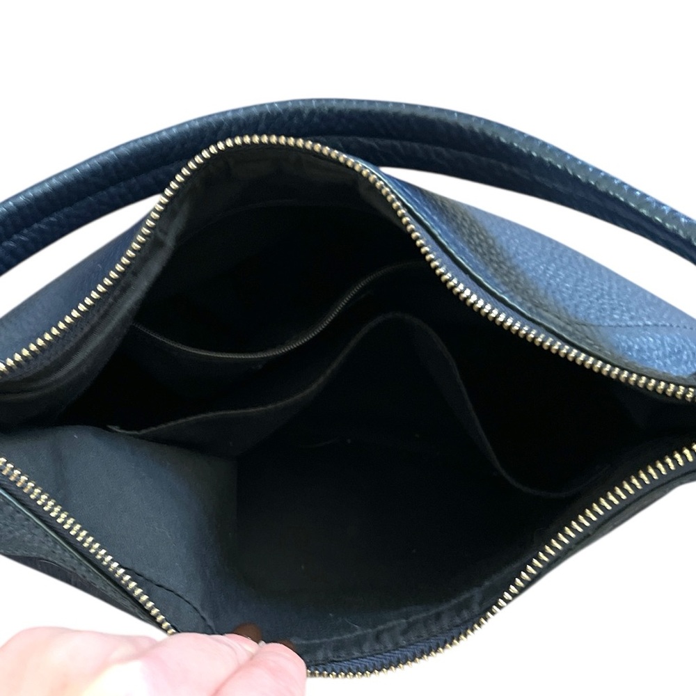 Margot New York Navy Blue Calf Hair Leather Hobo - Picture 5 of 6